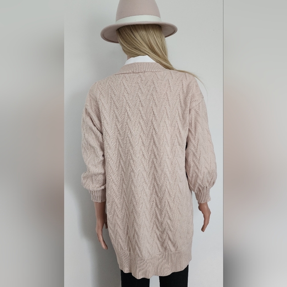 SEVEN WONDERS SWEATER KNITTED BUTTON SIDE POCKET SHORT CARDIGAN MEDIUM - Picture 7 of 14